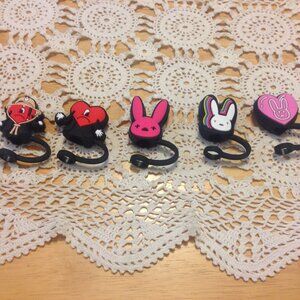 Bad Bunny Straw Cover Topper Set, protect from germs and dust